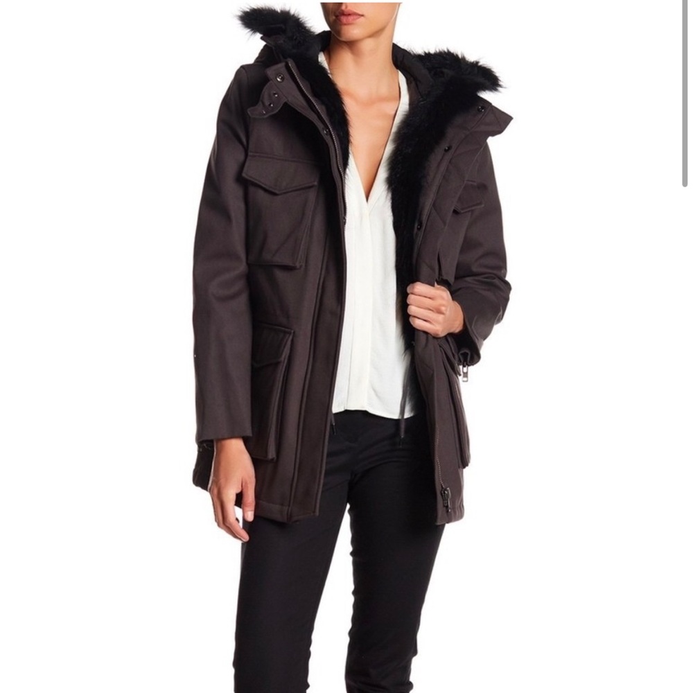 The Kooples Cargo Parka with Raccoon Fur Hood